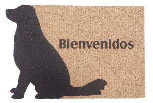 ALFOMBRA FELPUDO TAPETE VINIL BIENVENIDO SILUETA PERRO 60X40