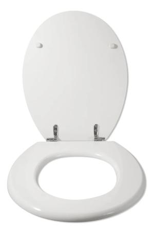 ASIENTO TAPA INODORO MDF MADERA AC. INOX BAÑO [BLANCA]