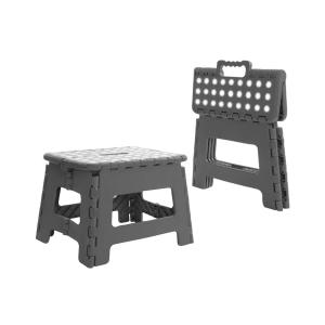 BANQUETA PLEGABLE 29 X 22 X 22 NEGRA CIRCULOS BLANCOS