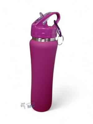 BOTELLA DEPORTIVA DE ACERO 500 ml C/ENGANCHE FUCSIA  (Pwf)