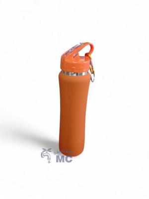 BOTELLA DEPORTIVA DE ACERO 500 ml C/ENGANCHE NARANJA (P)