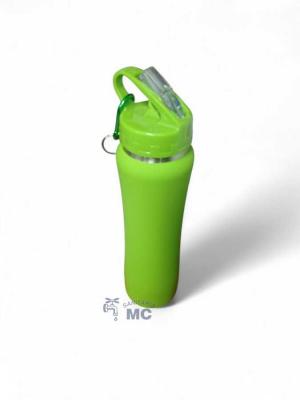 BOTELLA DEPORTIVA DE ACERO 500 ml. C/ENGANCHE VERDE M (P)