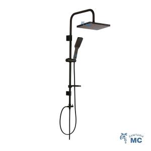 Barral columna negro roseta cuadrada sin griferia