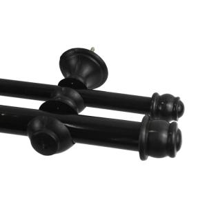 Barrote cortina doble de metal 2 m + 2 Soportes - NEGRO