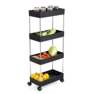 Carro organizador de 4 estantes con ruedas - NEGRO