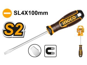 DESTORNILLADOR PALETA PLANO S2 SL 4X100MM IMANTADO INGCO
