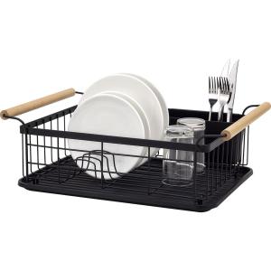 ESCURRIDOR METAL C/ASAS MADERA NEGRO. 47x30x16CM