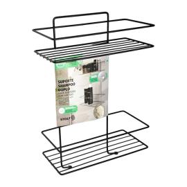 ESTANTE DOBLE BAÑO NEGRO C/ADH 22 X 11 X 35 (PFW