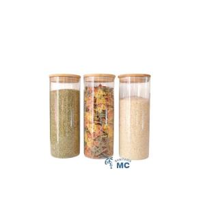 FRASCO VIDRIO 25 cm TAPA BAMBU