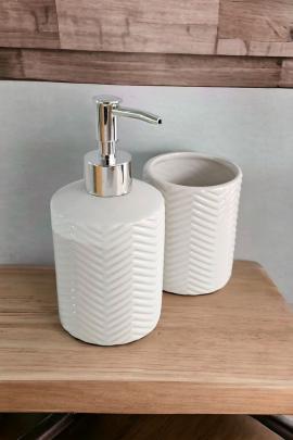 JUEGO DE BAÑO CERAMICA 2 PIEZAS KIT [BLANCO] DISEÑO