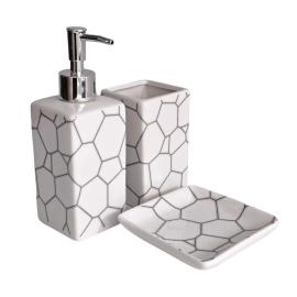 JUEGO BAÑO CERÁMICA 3 PIEZAS MARMOLADO  BAÑO