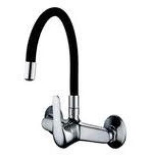 MONOCOMANDO PARED ZINC 35 PICO FLEXIBLE [NEGRO] CROMADO ZANE