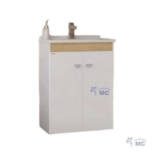 MUEBLE BAÑO PIE 60x34cm BLANCO/MADERA S/BOT (PFW)