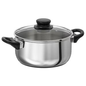 OLLA TRIPLE FONDO 18CM INOXIDABLE CON TAPA COCINA CROMADO