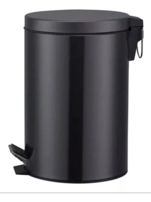 PAPELERA BASURERO REDONDA NEGRA ACERO INOXIDABLE 12LT