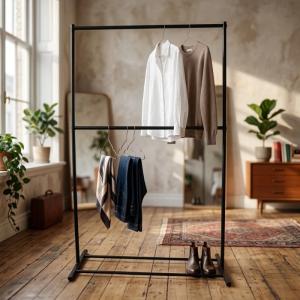 PERCHERO DE PIE PARA ROPA TENDEDERO [NEGRO]