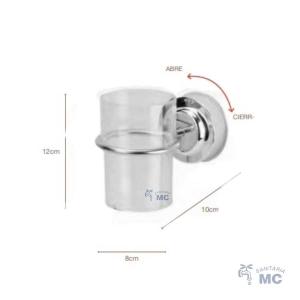 PORTA CEPILLOS DE BAÑO C/VASO VENTOSA ACRÍLICO