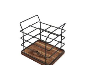 PORTA CUBIERTOS ACERO/MADERA 15X12X14CM (PFW)