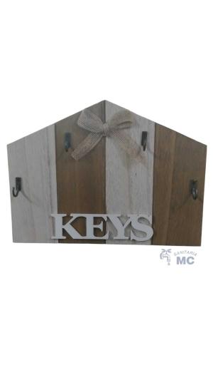 PORTA LLAVES DE MADERA 27X20cm KEYS 4 LLAVES (PFW)