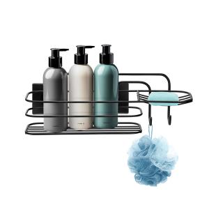 PORTA SHAMPOO CON JABONERA [NEGRA] ADHESIVA 3M