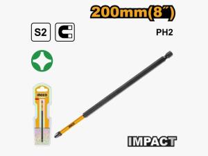 PUNTA IMPACTO PHILLIPS PH2 200MM INGCO IMANTADO