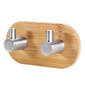 Perchero De Pared Colgante Adhesivo 2 Ganchos Madera Y Metal