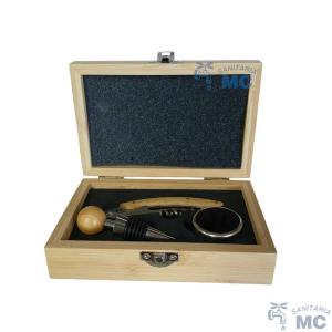 SET DE ACCESORIOS PARA VINO RECTANGULAR MADERA (PFW)