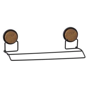 TOALLERO 11X40CM CROMADO NEGRO C/MADERA