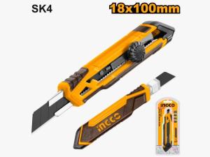TRINCHETA CUTTER 18mm INGCO + 1 HOJA SK5 SOFT GRIP 618
